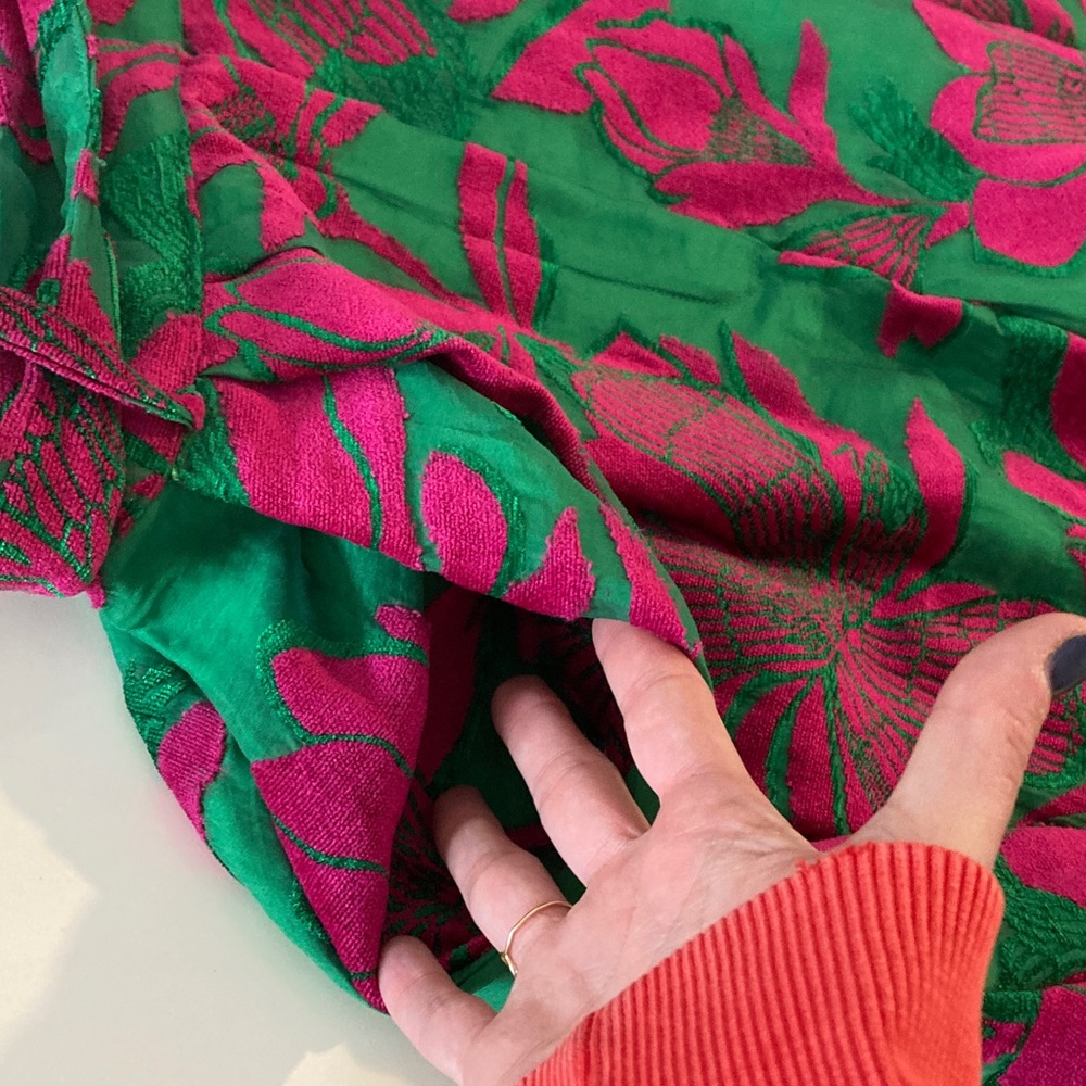EVA FRANCO Salinger Palazzo wide Leg Pants Textured Green Pink Camiella bloom - Picture 12 of 15